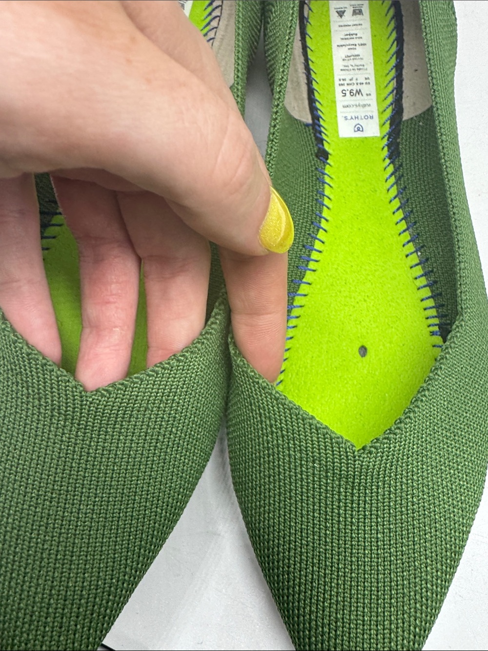 Rothy’s Willow Pointed Toe Flats Green Size 9.5 - Picture 12 of 15